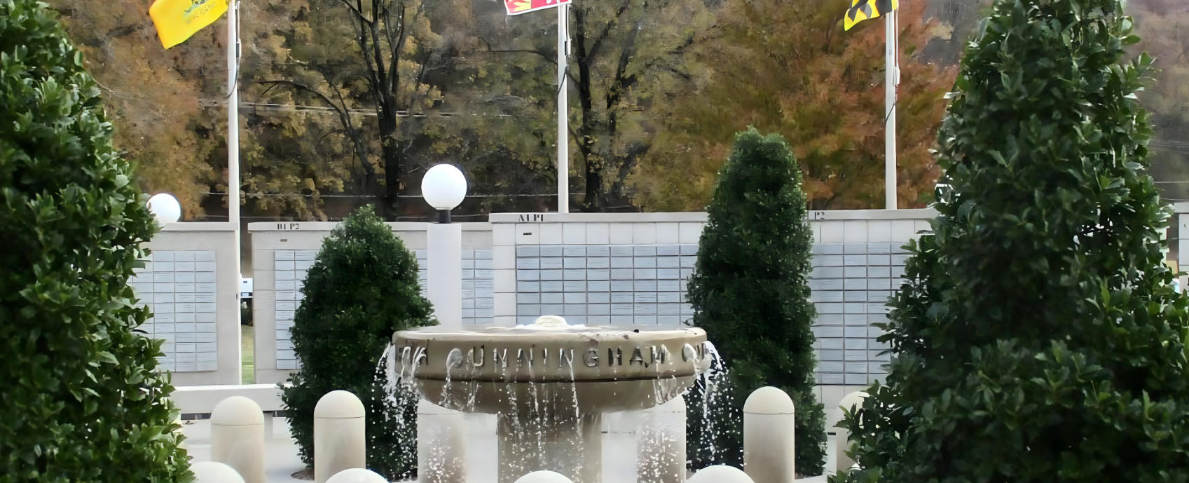 This is a picture of the fountain at the Veterans Wall of Honor in Bella Vista, AR.